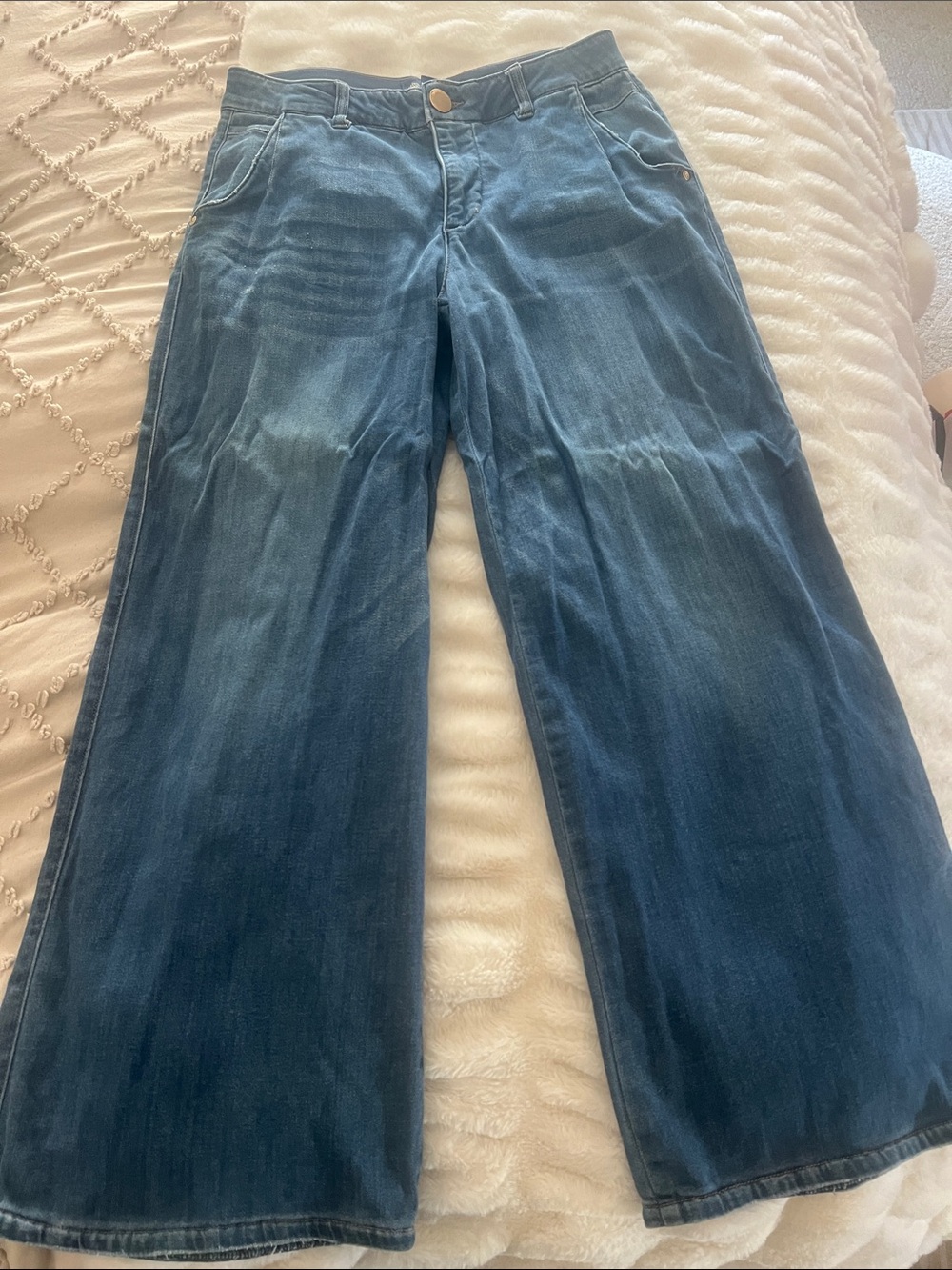 Democracy Wide-Leg Flare Jeans in Dark Wash Blue